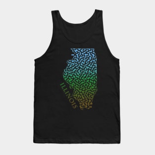 Illinois State Outline Maze & Labyrinth T-Shirt Tank Top